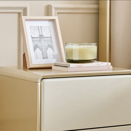 Home Centre Greige Bedside Table with Drawers