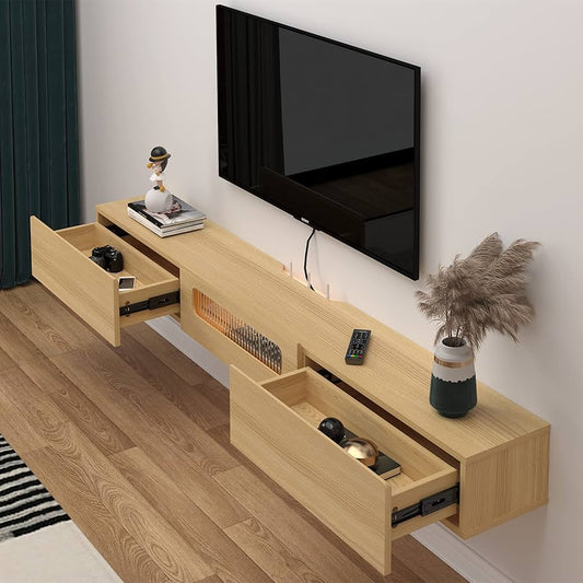 Light Oak Modern Wall-Mounted Media Console