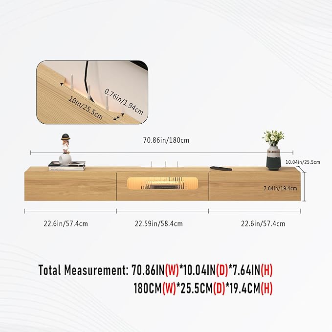 Light Oak Modern Wall-Mounted Media Console