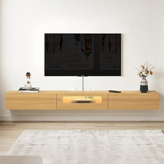 Light Oak Modern Wall-Mounted Media Console
