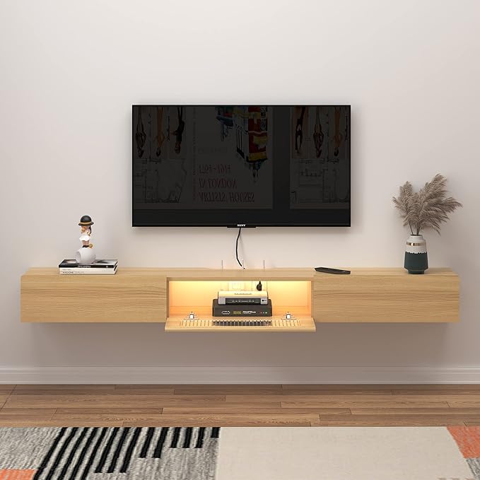 Light Oak Modern Wall-Mounted Media Console