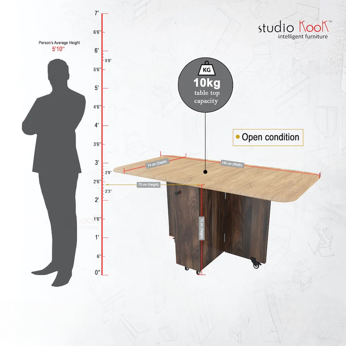 FlexiFold 6-Seater Dining Table without chair