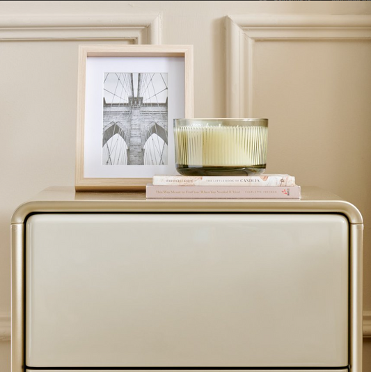 Home Centre Greige Bedside Table with Drawers