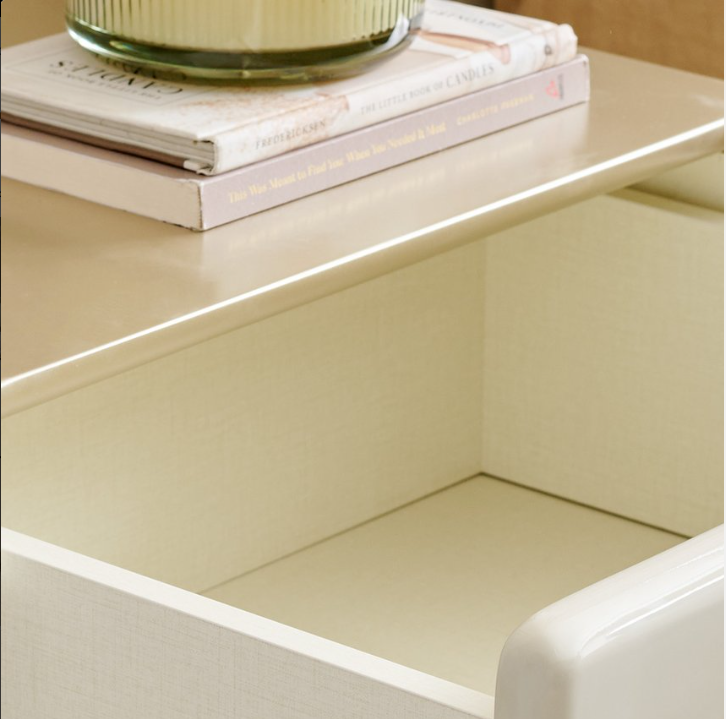 Home Centre Greige Bedside Table with Drawers